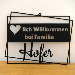 Türschild - "Herzlich Willkommen Eckig"