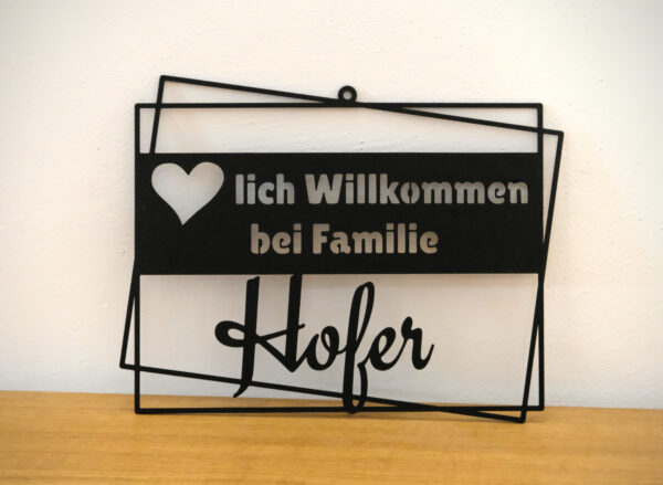 Türschild - "Herzlich Willkommen Eckig"