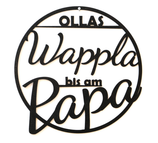 Türschild – „Ollas Wappla bis am Papa“
